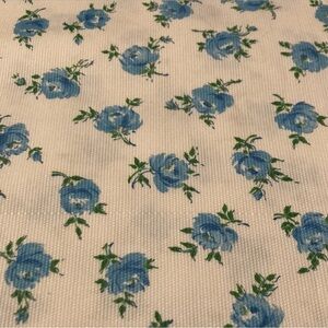 Blue Floral white background Textured 34 inches wide by 65 inches long Fabric
